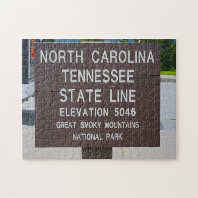 Signpost State Line Tennessee. Jigszle Puzzle Pussel (Horisontell)