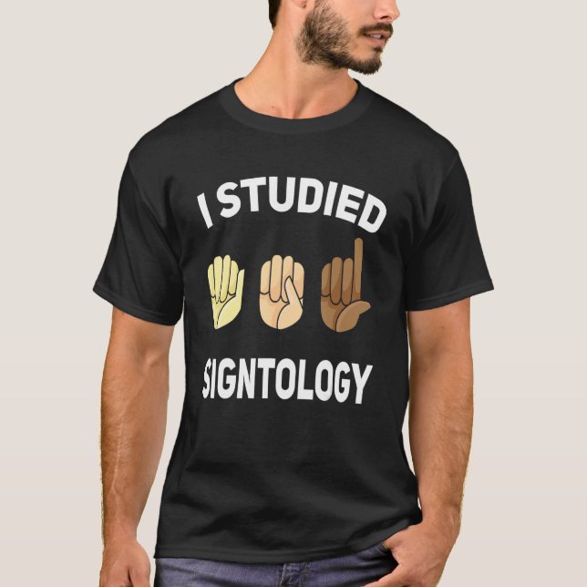 Signtology Hand Sign Language ASL Hand gesture dea T Shirt (Framsida)