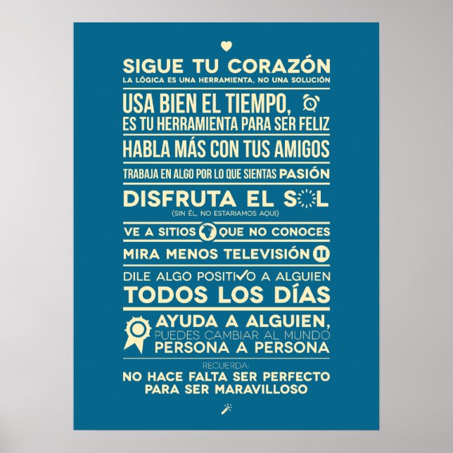 Sigue tu corazón - Bleu Poster (Framsidan)