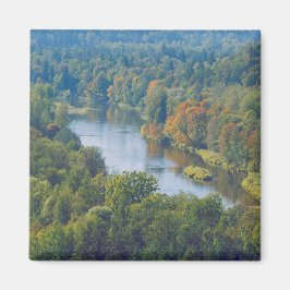 Sigulda Autumn i Picturesque Gauja River Valley Magnet