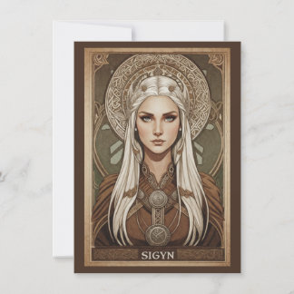 Sigyn Norse Goddess Art Flat Thank You Card Tack Kort