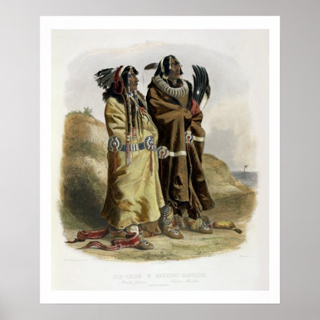 Sih-Chida och Mahchsi-Karehde, Mandan Indians, pla Poster (Framsidan)