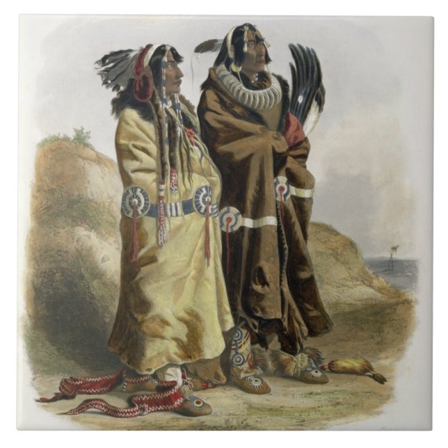 Sih-Chida och Mahchsi-Karehde, Mandan indier, pla Kakelplatta (Framsidan)