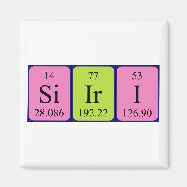 Siiri periodiskt återkommande magnet bord namn (Framsidan)