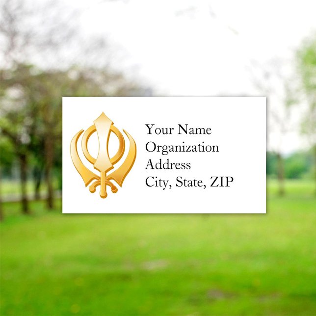 Sikh 3,5 tum x 2 tum visitkort (Sikh Business Card, Gold Khanda, symbol of the Sikh Religion.
)