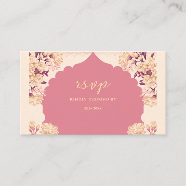 Sikh bröllop RSVP | Anand Karaj svarsbrevkort Tilläggskort (Framsida)