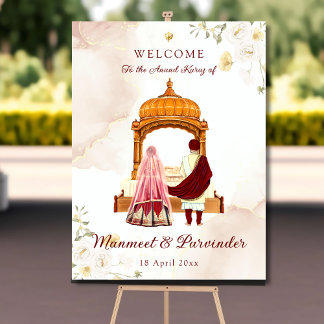 Sikh bröllop välkomstskylt Punjabi bröllop Poster