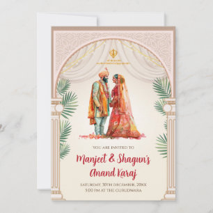 Sikh bröllopsinbjudningar Digitala Punjabi-inbjudn Inbjudningar