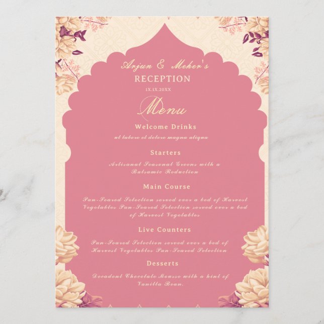 Sikh bröllopsreception meny | budget Flat Meny (Framsida)