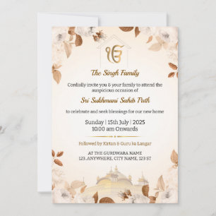 Sikh Invitationskort för husinvigning, Sukhmani Pa Inbjudningar