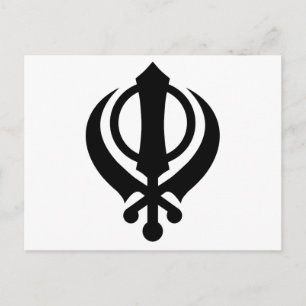 Sikh Khanda Black Vykort