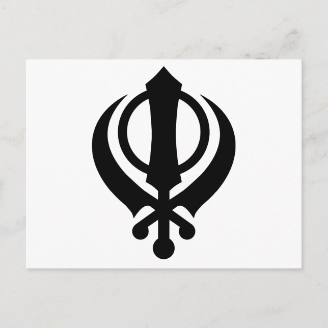 Sikh Khanda Black Vykort (Framsida)