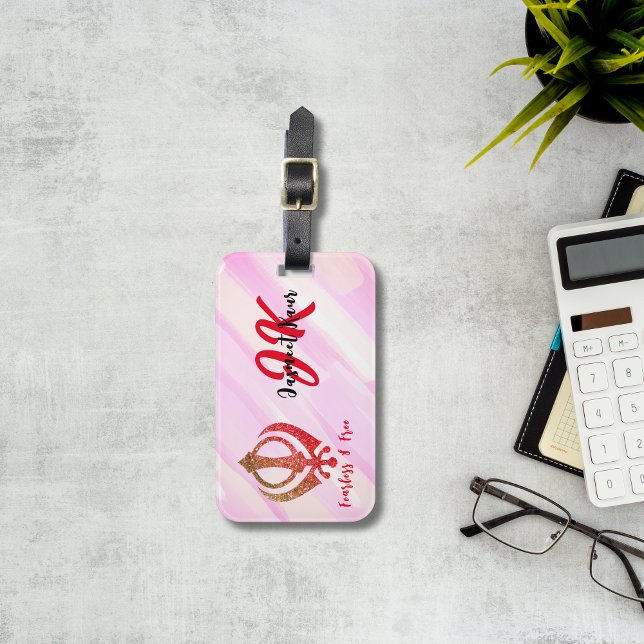 Sikh Khanda "Fearless & Free" Bagagebricka (Skapare uppladdad)