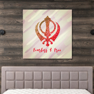 Sikh Khanda "Fearless & Free" Canvastryck