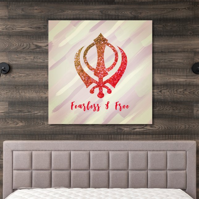 Sikh Khanda "Fearless & Free" Canvastryck (Skapare uppladdad)