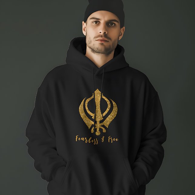 Sikh Khanda "Fearless & Free" Hoodie (Skapare uppladdad)