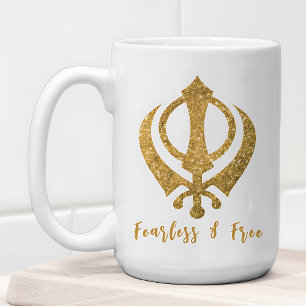 Sikh Khanda "Fearless & Free" Kaffemugg