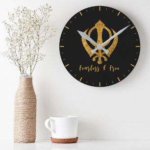 Sikh Khanda "Fearless & Free" Rund Klocka