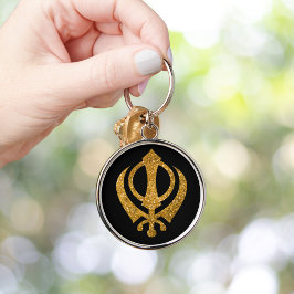 Sikh Khanda "Fearless & Free" Rund Silverfärgad Nyckelring