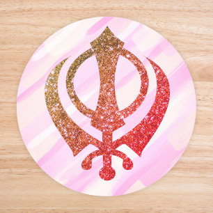 Sikh Khanda "Fearless & Free" Runt Klistermärke