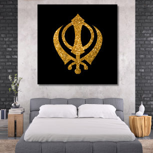 Sikh Khanda Glittery Symbol Canvastryck