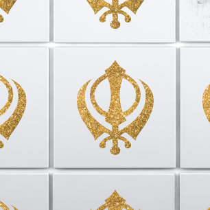Sikh Khanda Glittery Symbol Kakelplatta