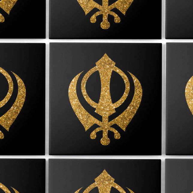 Sikh Khanda Glittery Symbol Kakelplatta (Skapare uppladdad)