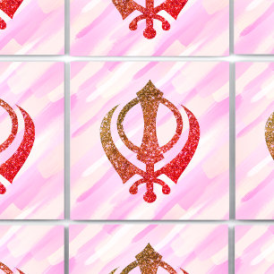 Sikh Khanda Glittery Symbol Kakelplatta