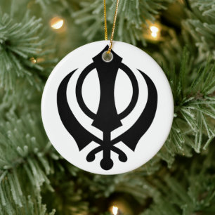Sikh Khanda Julgransprydnad Keramik