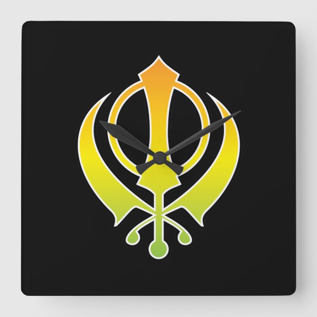 Sikh Khanda Wall Clock Fyrkantig Klocka (Framsida)