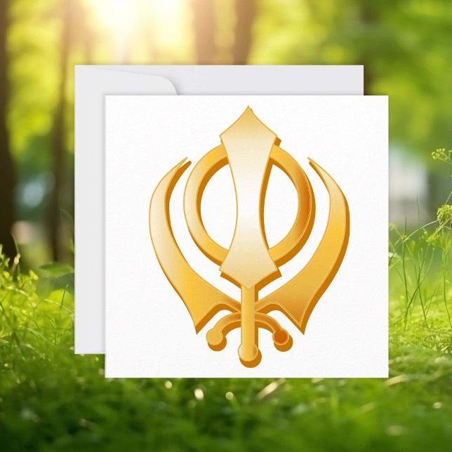 Sikh-meddelande/inbjudningskort (Gold Khanda, symbol of the Sikh religion.  Customize announcement or invitation with your text .)