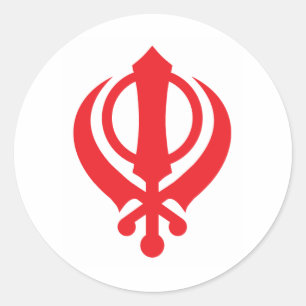 Sikh röda Khanda Runt Klistermärke