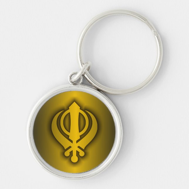 Sikh Rund Silverfärgad Nyckelring (Framsidan)