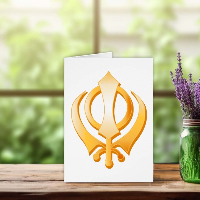Sikh Symbol-hälsningskort OBS Kort (Beautiful greeting and note cards with gold symbols of international religions,.)