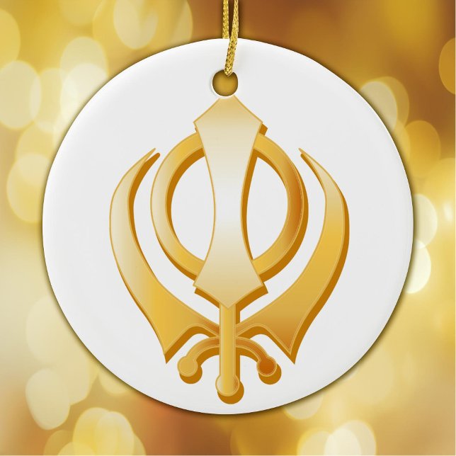 Sikh Symbol Julgransprydnad Keramik (Golden Khanda, faith symbol of the Sikh religion. Peace.)