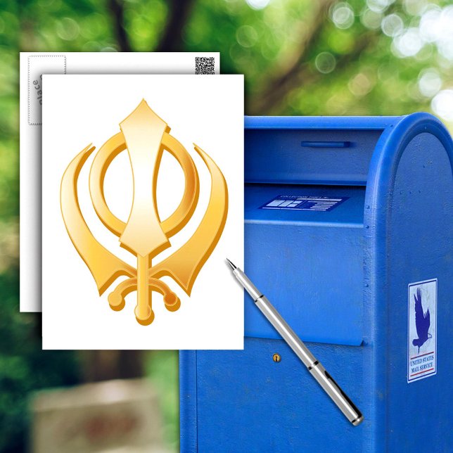 Sikh-symbol Vykort (Sikh Postcard, Gold Khanda, symbol of the Sikh religion. Customize with your text.)
