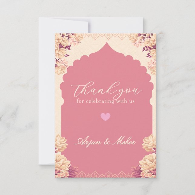 Sikh Wedding Thank You Card | Elegant Punjabi Wedd Tack Kort (Framsida)