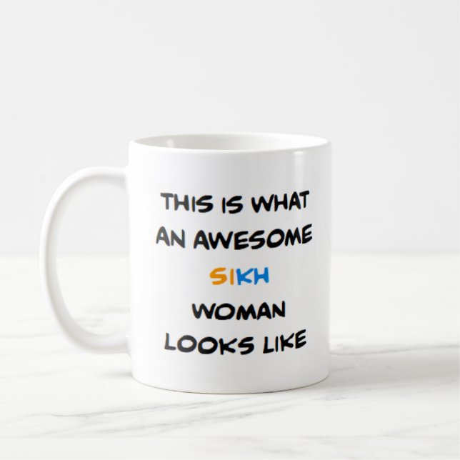 sikh woman, awesome coffee mug kaffemugg (Vänster)