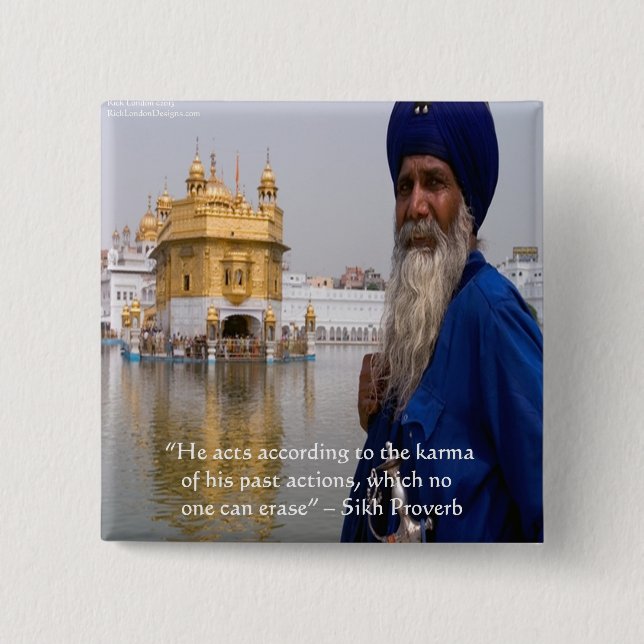 Sikhiska handlingar/Karmaordspråk Knapp (Framsida)