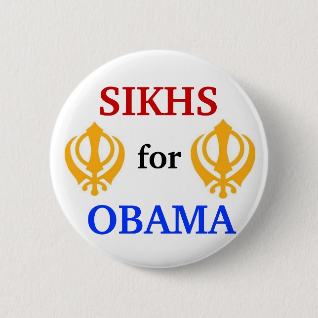 Sikhs för Obama knäppas 2012 Knapp (Framsida)