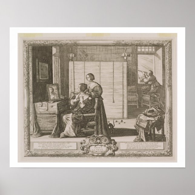 Sikt, graverad av konstnären, 1630-40 (engravin) poster (Framsidan)