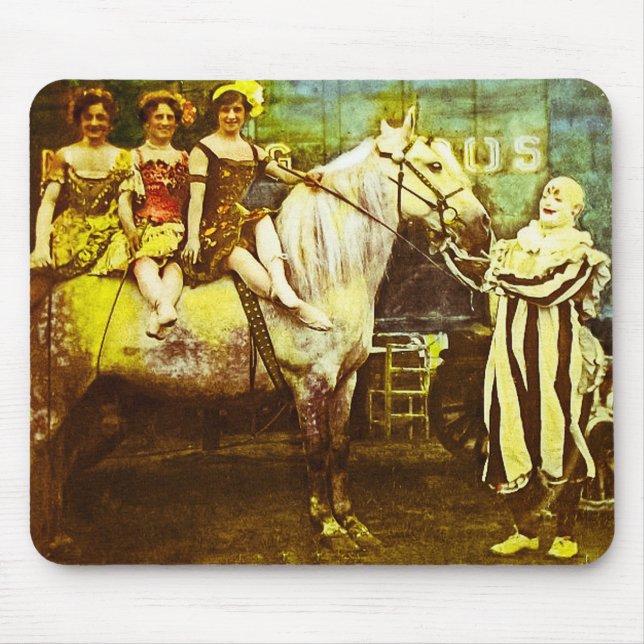 Sila clownen och vintagecirkusen för tre musmatta (Framsidan)