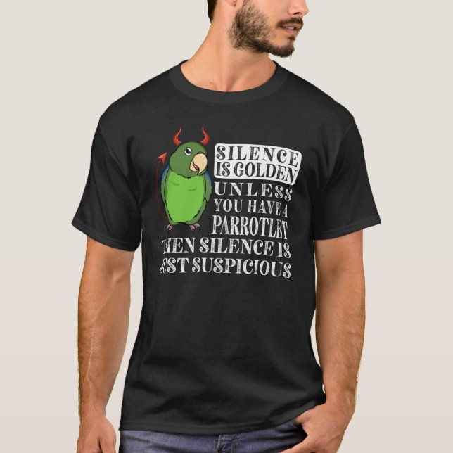 Silence är Golden Parrot I Grönt Parrotlet T Shirt (Framsida)