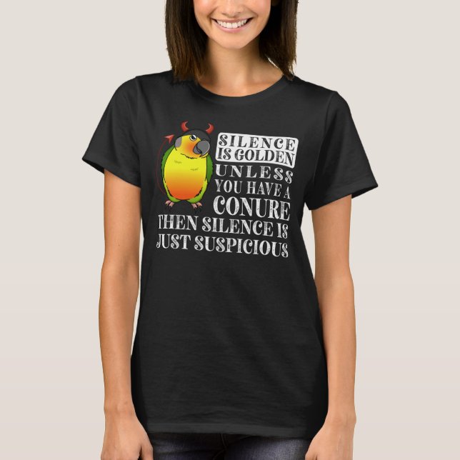 Silence är Golden Parrot I Gult sid Grönt Chee T Shirt (Framsida)