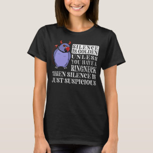 Silence är Golden Parrot I Violet Indian Ringnacke T Shirt