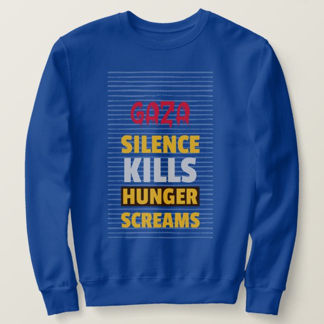 Silence Dödas Hungrig Screams Gaza Starvation Lång Ärmad Tröja (Design framsida)