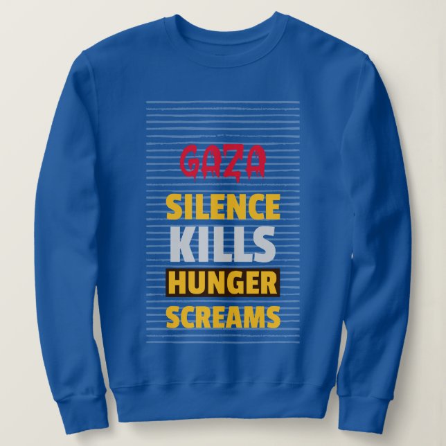 Silence Dödas Hungrig Screams Gaza Starvation T Shirt (Design framsida)