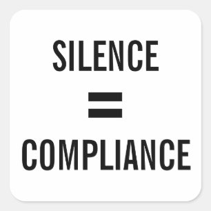 SILENCE = Efterlevnad av fet svart textprotest Fyrkantigt Klistermärke