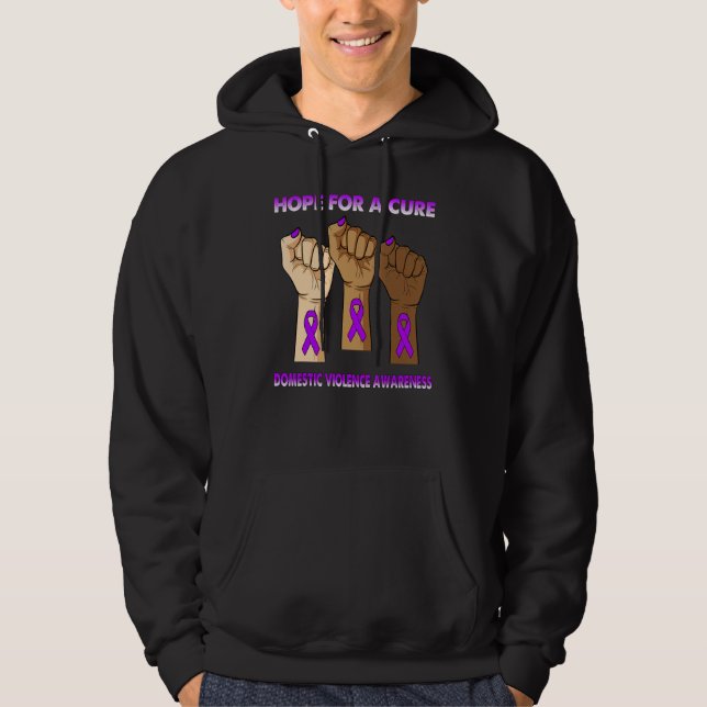 Silence Hand Hope For A Cure Domestic Violence Awa Hoodie (Framsida)