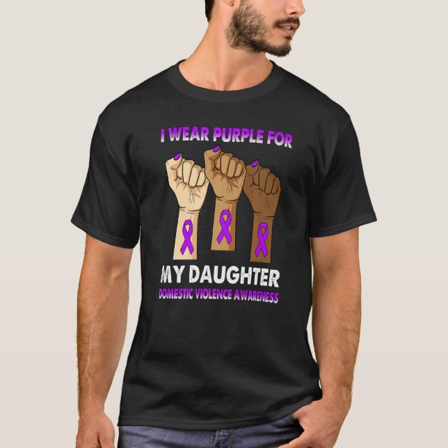 Silence Hand I Wear Purple For My Daughter Domesti T Shirt (Framsida)
